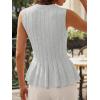 imageCicy Bell Womens Pleated Peplum Tank Tops Fitted Ribbed Knit Crew Neck Blouses Summer Sweater VestGrey