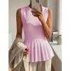 imageCicy Bell Womens Pleated Peplum Tank Tops Fitted Ribbed Knit Crew Neck Blouses Summer Sweater VestLight Purple