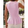 imageCicy Bell Womens Pleated Peplum Tank Tops Fitted Ribbed Knit Crew Neck Blouses Summer Sweater VestLight Purple