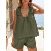 imageCicy Bell Womens Summer 2 Piece Sets Scoop Neck Babydoll Tank Tops High Waisted Shorts Vacation Matching Set Lounge OutfitsArmy Green