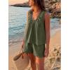 imageCicy Bell Womens Summer 2 Piece Sets Scoop Neck Babydoll Tank Tops High Waisted Shorts Vacation Matching Set Lounge OutfitsArmy Green