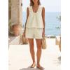 imageCicy Bell Womens Summer 2 Piece Sets Scoop Neck Babydoll Tank Tops High Waisted Shorts Vacation Matching Set Lounge OutfitsBeige