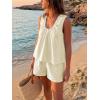 imageCicy Bell Womens Summer 2 Piece Sets Scoop Neck Babydoll Tank Tops High Waisted Shorts Vacation Matching Set Lounge OutfitsBeige