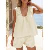 imageCicy Bell Womens Summer 2 Piece Sets Scoop Neck Babydoll Tank Tops High Waisted Shorts Vacation Matching Set Lounge OutfitsBeige