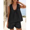 imageCicy Bell Womens Summer 2 Piece Sets Scoop Neck Babydoll Tank Tops High Waisted Shorts Vacation Matching Set Lounge OutfitsBlack