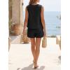 imageCicy Bell Womens Summer 2 Piece Sets Scoop Neck Babydoll Tank Tops High Waisted Shorts Vacation Matching Set Lounge OutfitsBlack