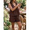imageCicy Bell Womens Summer 2 Piece Sets Scoop Neck Babydoll Tank Tops High Waisted Shorts Vacation Matching Set Lounge OutfitsBrown