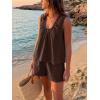 imageCicy Bell Womens Summer 2 Piece Sets Scoop Neck Babydoll Tank Tops High Waisted Shorts Vacation Matching Set Lounge OutfitsBrown