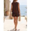 imageCicy Bell Womens Summer 2 Piece Sets Scoop Neck Babydoll Tank Tops High Waisted Shorts Vacation Matching Set Lounge OutfitsBrown