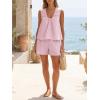 imageCicy Bell Womens Summer 2 Piece Sets Scoop Neck Babydoll Tank Tops High Waisted Shorts Vacation Matching Set Lounge OutfitsPink