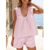 imageCicy Bell Womens Summer 2 Piece Sets Scoop Neck Babydoll Tank Tops High Waisted Shorts Vacation Matching Set Lounge OutfitsPink