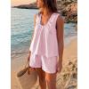 imageCicy Bell Womens Summer 2 Piece Sets Scoop Neck Babydoll Tank Tops High Waisted Shorts Vacation Matching Set Lounge OutfitsPink