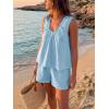 imageCicy Bell Womens Summer 2 Piece Sets Scoop Neck Babydoll Tank Tops High Waisted Shorts Vacation Matching Set Lounge OutfitsSky Blue