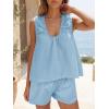 imageCicy Bell Womens Summer 2 Piece Sets Scoop Neck Babydoll Tank Tops High Waisted Shorts Vacation Matching Set Lounge OutfitsSky Blue