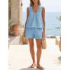 imageCicy Bell Womens Summer 2 Piece Sets Scoop Neck Babydoll Tank Tops High Waisted Shorts Vacation Matching Set Lounge OutfitsSky Blue