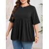 imageCicy Bell Womens Summer Babydoll Tops Oversized Short Sleeve Crewneck T Shirts Casual Loose Plus Size TunicsBlack