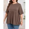 imageCicy Bell Womens Summer Babydoll Tops Oversized Short Sleeve Crewneck T Shirts Casual Loose Plus Size TunicsBrown
