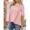 imageCicy Bell Womens Summer Babydoll Tops Oversized Short Sleeve Crewneck T Shirts Casual Loose Plus Size TunicsPink