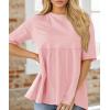 imageCicy Bell Womens Summer Babydoll Tops Oversized Short Sleeve Crewneck T Shirts Casual Loose Plus Size TunicsPink