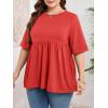 imageCicy Bell Womens Summer Babydoll Tops Oversized Short Sleeve Crewneck T Shirts Casual Loose Plus Size TunicsRed