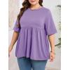 imageCicy Bell Womens Summer Babydoll Tops Oversized Short Sleeve Crewneck T Shirts Casual Loose Plus Size TunicsViolet
