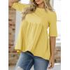 imageCicy Bell Womens Summer Babydoll Tops Oversized Short Sleeve Crewneck T Shirts Casual Loose Plus Size TunicsYellow