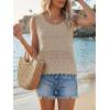 imageCicy Bell Womens Summer Crochet Tank Tops Casual Trendy Knit Sweater Vest Sleeveless Hollow Out Boho Beach TopsKhaki