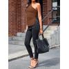imageCicy Bell Womens Summer One Shoulder Tank Tops Slim Fit Asymmetrical Tops Split Hem Ruched Going Out Y2k ShirtsCoffee