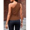 imageCicy Bell Womens Summer One Shoulder Tank Tops Slim Fit Asymmetrical Tops Split Hem Ruched Going Out Y2k ShirtsCoffee