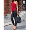 imageCicy Bell Womens Summer One Shoulder Tank Tops Slim Fit Asymmetrical Tops Split Hem Ruched Going Out Y2k ShirtsRed
