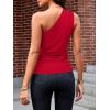 imageCicy Bell Womens Summer One Shoulder Tank Tops Slim Fit Asymmetrical Tops Split Hem Ruched Going Out Y2k ShirtsRed