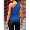 imageCicy Bell Womens Summer One Shoulder Tank Tops Slim Fit Asymmetrical Tops Split Hem Ruched Going Out Y2k ShirtsRoyal Blue