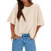 imageCicy Bell Womens Half Sleeve Sweaters Oversized Boat Neck Knitted Pullover Sweater Trendy Casual Loose Fit Fall TopsBeige Flower