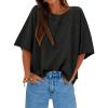 imageCicy Bell Womens Half Sleeve Sweaters Oversized Boat Neck Knitted Pullover Sweater Trendy Casual Loose Fit Fall TopsBlack Flower