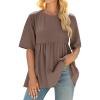 imageCicy Bell Womens Summer Babydoll Tops Oversized Short Sleeve Crewneck T Shirts Casual Loose Plus Size TunicsBrown