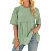 imageCicy Bell Womens Summer Babydoll Tops Oversized Short Sleeve Crewneck T Shirts Casual Loose Plus Size TunicsOlive Green
