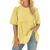 imageCicy Bell Womens Summer Babydoll Tops Oversized Short Sleeve Crewneck T Shirts Casual Loose Plus Size TunicsYellow
