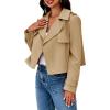 imageCicy Bell Womens Cropped Trench Coat Casual Long Sleeve Notched Lapel Blazer Jacket