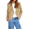 imageCicy Bell Womens Cropped Trench Coat Casual Long Sleeve Notched Lapel Blazer Jacket