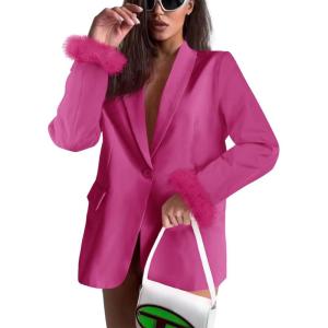 imageCicy Bell Womens Feather Cuff Oversized Blazer Jacket Dressy Open Front Elegant Long Sleeve Party Outfits