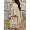 image:imageCicy Bell Womens 2 Piece Outfits Summer Pleated Button Down Shirts High Waisted Shorts Lounge Sets