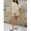 image:imageCicy Bell Womens 2 Piece Outfits Summer Pleated Button Down Shirts High Waisted Shorts Lounge Sets