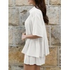 image:imageCicy Bell Womens 2 Piece Outfits Summer Pleated Button Down Shirts High Waisted Shorts Lounge Sets White