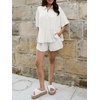 image:imageCicy Bell Womens 2 Piece Outfits Summer Pleated Button Down Shirts High Waisted Shorts Lounge Sets White