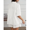 image:imageCicy Bell Womens 2 Piece Outfits Summer Pleated Button Down Shirts High Waisted Shorts Lounge Sets White