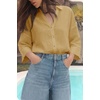 image:imageCicy Bell Womens 34 Sleeve Striped Button Down Shirts Summer V Neck Tops Casual Loose Fit Work BlouseSolidkhaki