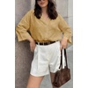 image:imageCicy Bell Womens 34 Sleeve Striped Button Down Shirts Summer V Neck Tops Casual Loose Fit Work BlouseSolidkhaki