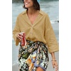 image:imageCicy Bell Womens 34 Sleeve Striped Button Down Shirts Summer V Neck Tops Casual Loose Fit Work BlouseSolidkhaki