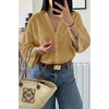 image:imageCicy Bell Womens 34 Sleeve Striped Button Down Shirts Summer V Neck Tops Casual Loose Fit Work BlouseSolidkhaki