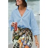image:imageCicy Bell Womens 34 Sleeve Striped Button Down Shirts Summer V Neck Tops Casual Loose Fit Work BlouseSolidsky Blue